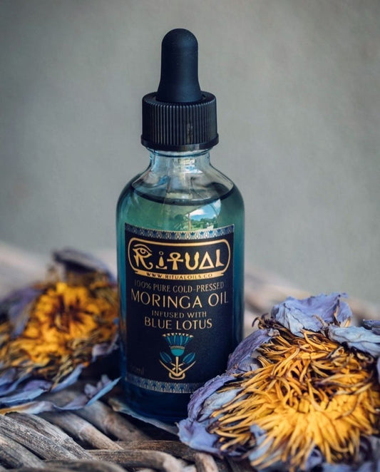 Ritual Oils - Aceite de moringa 100 % puro prensado en frío con infusión de loto azul